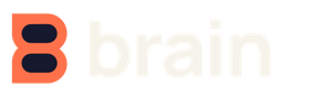 Brain logo in reverse: the orange Core B symbol beside the brain wordmark in paper white